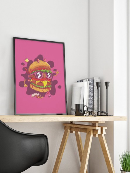 poster burger - street food - papier de créa - dessiné et imprimé en France