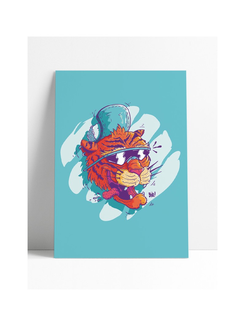 poster tigre - papier de créa - dessiné et imprimé en France