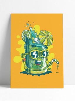 Affiche Mojito Therapy illustration originale cocktail apéro rhum menthe été 30x40 Archives Yio