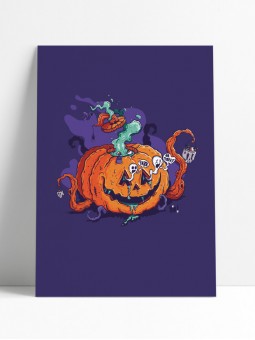 affiche citrouille - poster halloween - papier de créa - dessiné et imprimé en France