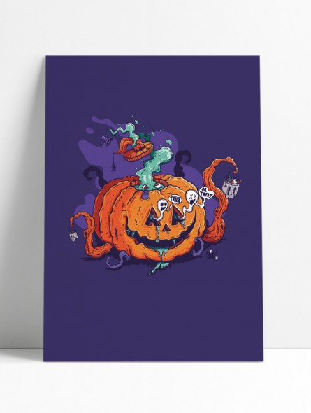 affiche citrouille - poster halloween - papier de créa - dessiné et imprimé en France