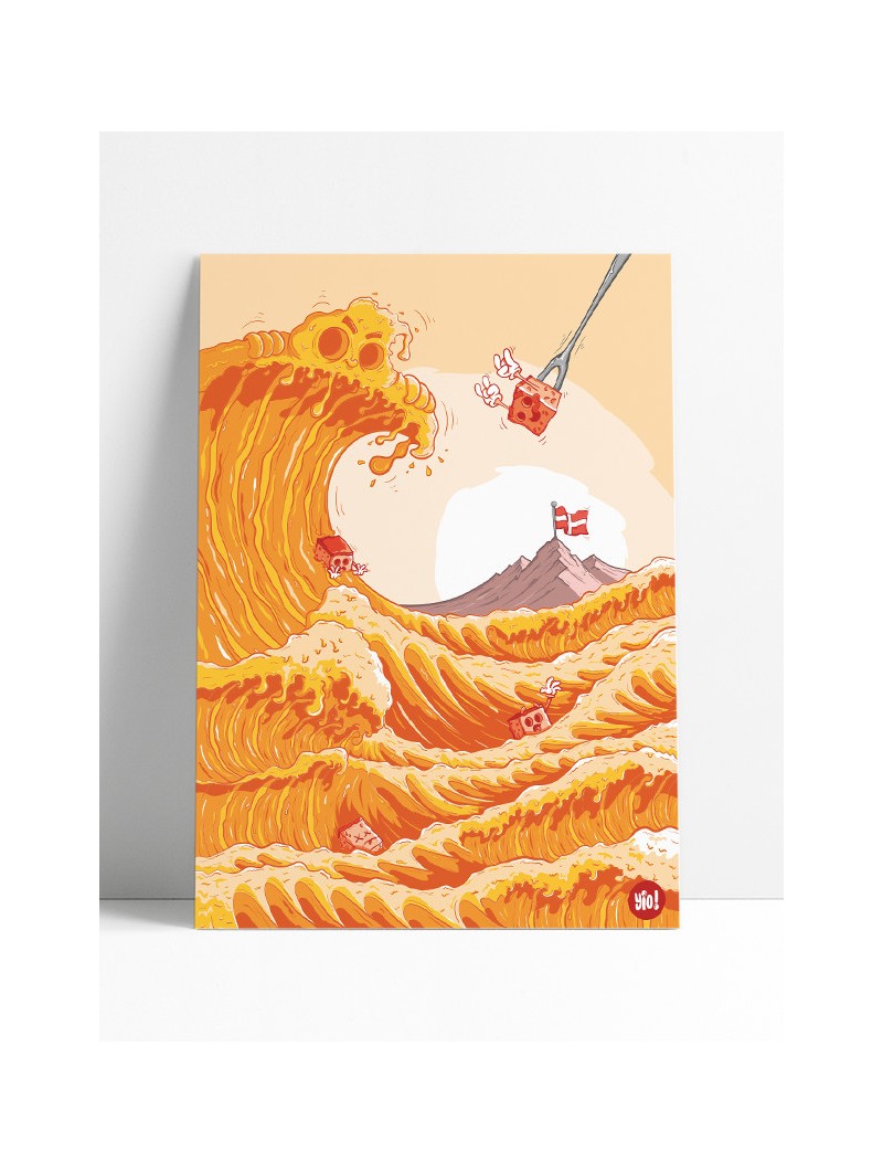 poster fondue savoyarde - la vague - papier de créa - dessiné et imprimé en France