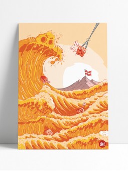poster fondue savoyarde - la vague - papier de créa - dessiné et imprimé en France