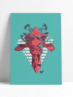 poster girafe - affiche été - papier de créa - dessiné et imprimé en France