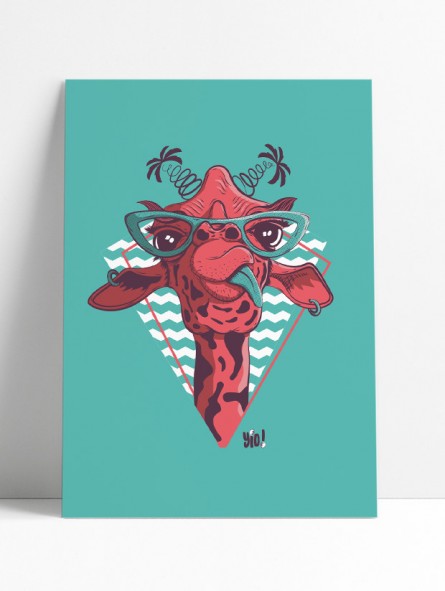 poster girafe - affiche été - papier de créa - dessiné et imprimé en France