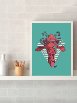 poster girafe - affiche été - papier de créa - dessiné et imprimé en France