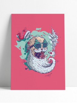 affiche père noël - poster santa - papier de créa - dessiné et imprimé en France