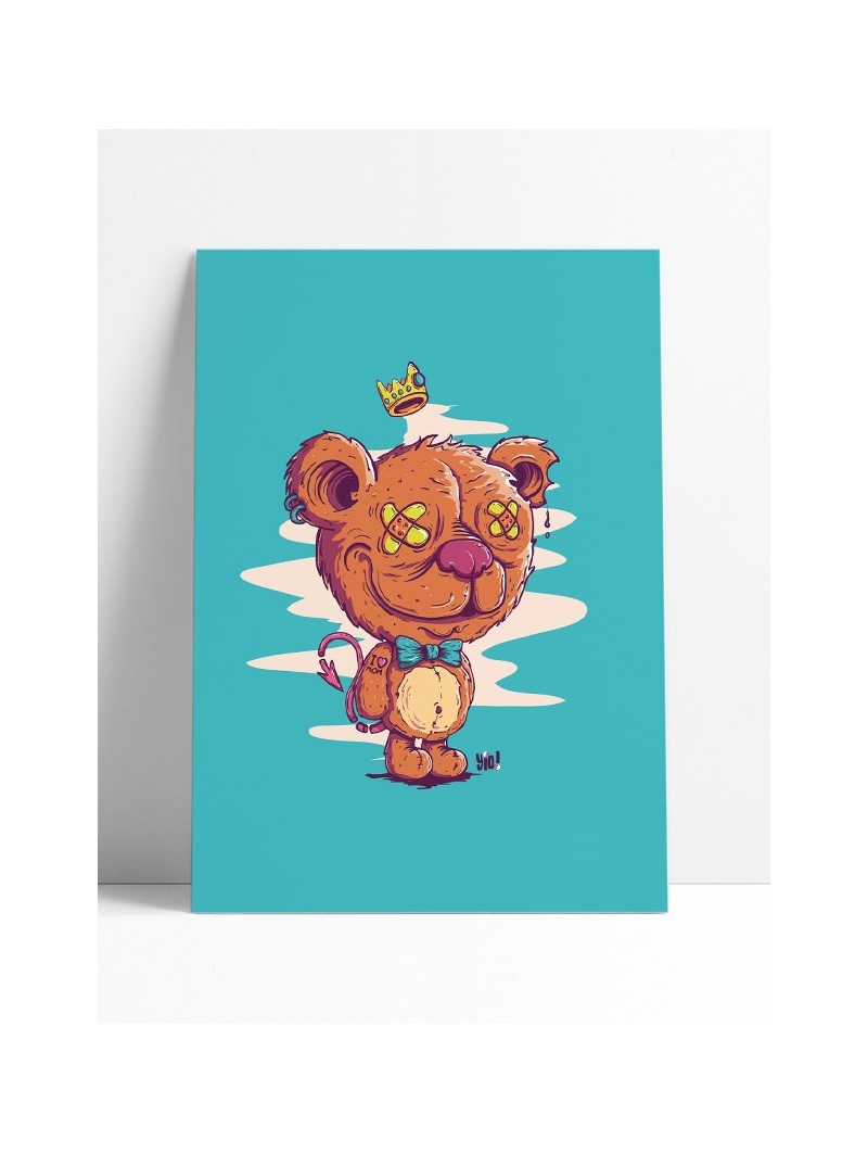 affiche ourson - poster ourson - papier de créa - dessiné et imprimé en France