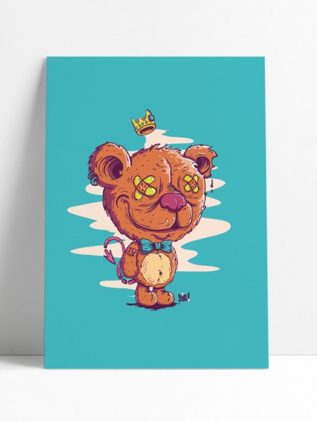 affiche ourson - poster ourson - papier de créa - dessiné et imprimé en France