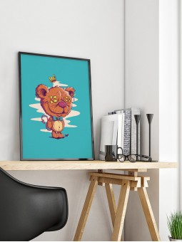 affiche ourson - poster ourson - papier de créa - dessiné et imprimé en France