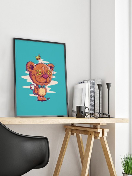 affiche ourson - poster ourson - papier de créa - dessiné et imprimé en France