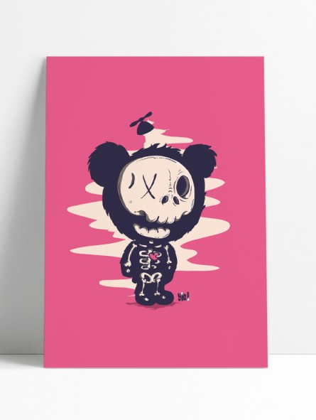 affiche ourson squelette - poster ourson xray - papier de créa - dessiné et imprimé en France