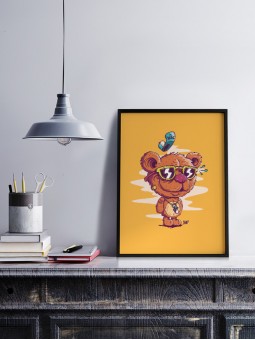 affiche ourson casquette - poster ourson lunettes - papier de créa - dessiné et imprimé en France