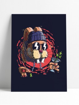 affiche lapin bringueur - poster lapin bamboche - papier de créa - dessiné et imprimé en France