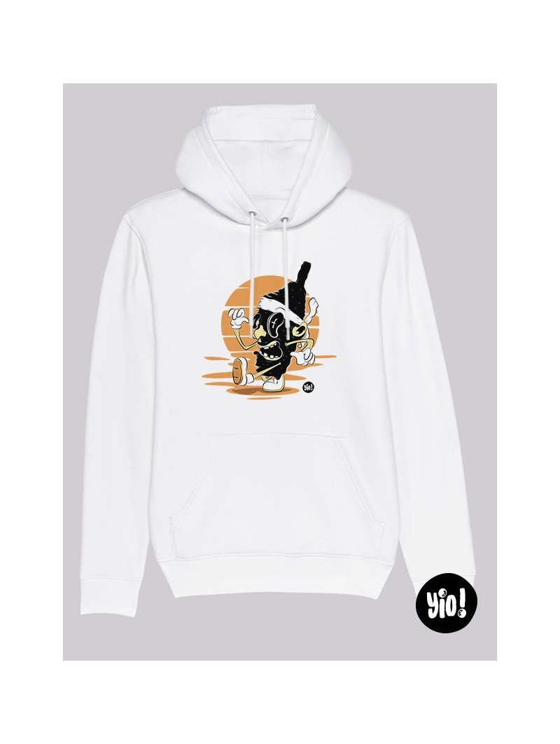 hoodie 100% Corse - blanc -  coton bio - dessiné et imprimé en France