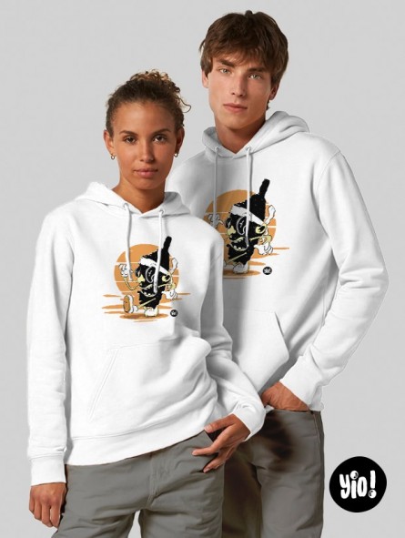 hoodie 100% Corse - blanc -  coton bio - dessiné et imprimé en France