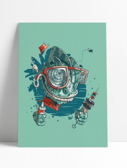 affiche caméléon - poster caméléon - papier de créa - dessiné et imprimé en France