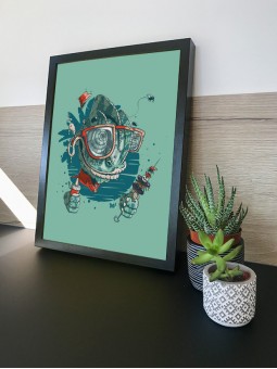 affiche caméléon - poster caméléon - papier de créa - dessiné et imprimé en France