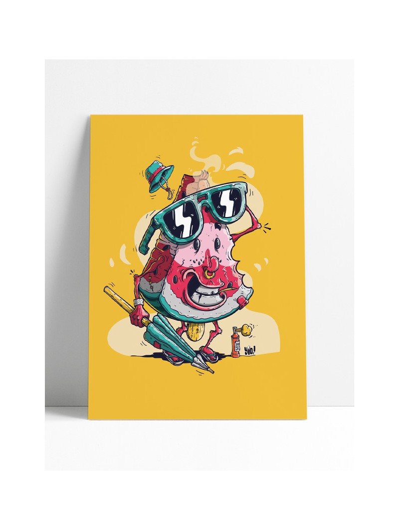 Affiche pastèque illustration originale pop colorée été rétro 30x40 cm Archives Yio