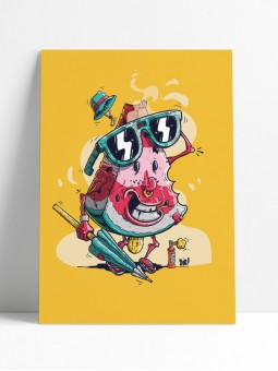 Affiche pastèque illustration originale pop colorée été rétro 30x40 cm Archives Yio