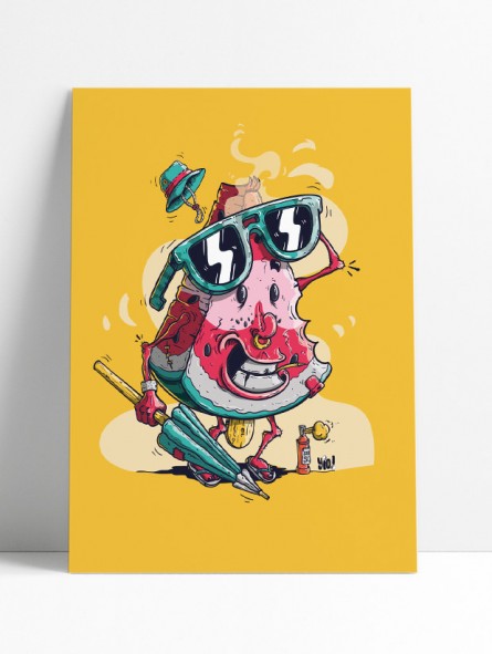 affiche pastèque - poster pastèque - papier de créa - dessiné et imprimé en France