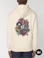 sweat à capuche naturel patchwork personnages - hoodie unisexe en coton bio - dessiné et imprimé en France