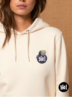 sweat à capuche éléphant punk ivoire - hoodie éléphant badass unisexe en coton bio - sweat dessiné et imprimé en France