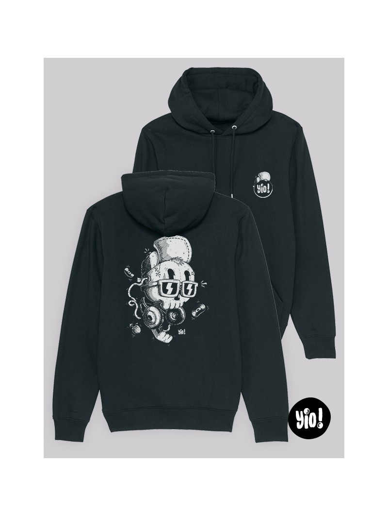 sweat à capuche crâne chill - hoodie crâne squelette unisexe en coton bio - sweat crâne cool dessiné et imprimé en France