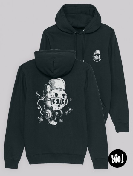 sweat à capuche crâne chill - hoodie crâne squelette unisexe en coton bio - sweat crâne cool dessiné et imprimé en France