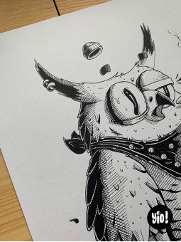 dessin original hibou - dessin hibou encre de Chine - original hibou papier de créa - dessiné en France