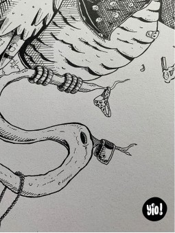 dessin original hibou - dessin hibou encre de Chine - original hibou papier de créa - dessiné en France