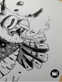 dessin original hibou - dessin hibou encre de Chine - original hibou papier de créa - dessiné en France