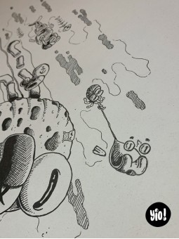 dessin original poulpe - dessin poulpe encre de Chine - original poulpe papier de créa - dessiné en France