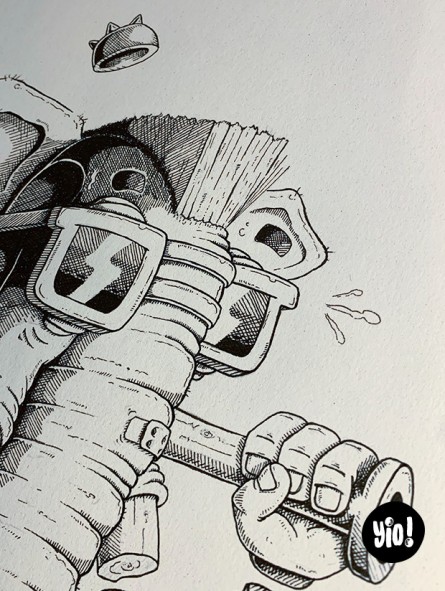 dessin original éléphant punk - dessin éléphant encre de Chine - original  éléphant papier de créa - dessiné en France