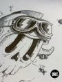 dessin original crâne biker - dessin crâne encre de Chine - original crâne papier de créa - dessiné en France
