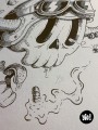 dessin original crâne biker - dessin crâne encre de Chine - original crâne papier de créa - dessiné en France