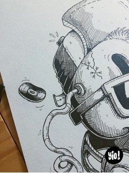 dessin original crâne chill - dessin crâne cool encre de Chine - original crâne papier de créa - dessiné en France