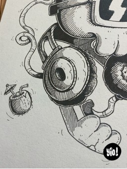 dessin original crâne chill - dessin crâne cool encre de Chine - original crâne papier de créa - dessiné en France