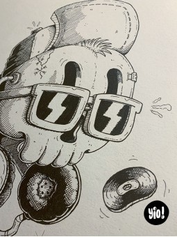 dessin original crâne chill - dessin crâne cool encre de Chine - original crâne papier de créa - dessiné en France