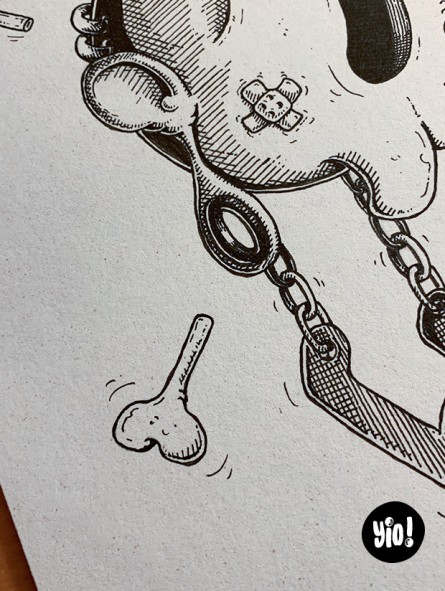 dessin original crâne punk - dessin crâne rock encre de Chine - original crâne papier de créa - dessiné en France