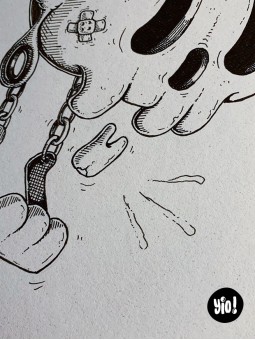 dessin original crâne punk - dessin crâne rock encre de Chine - original crâne papier de créa - dessiné en France