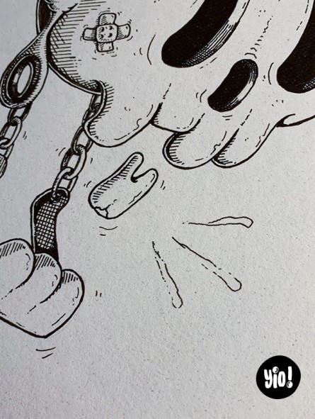 dessin original crâne punk - dessin crâne rock encre de Chine - original crâne papier de créa - dessiné en France