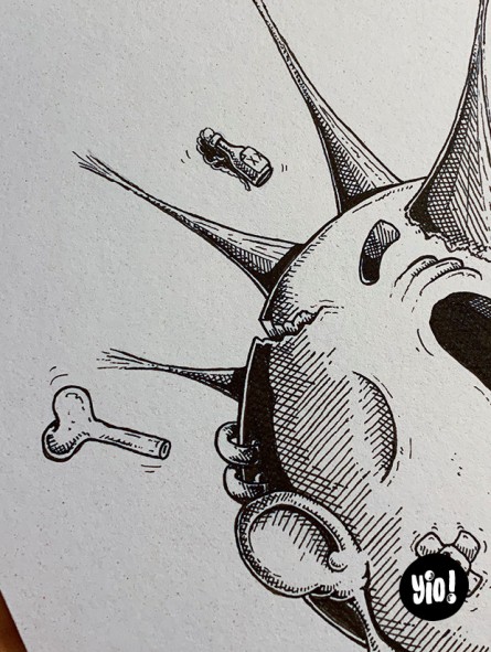 dessin original crâne punk - dessin crâne rock encre de Chine - original crâne papier de créa - dessiné en France