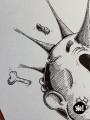 dessin original crâne punk - dessin crâne rock encre de Chine - original crâne papier de créa - dessiné en France