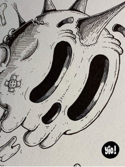 dessin original crâne punk - dessin crâne rock encre de Chine - original crâne papier de créa - dessiné en France