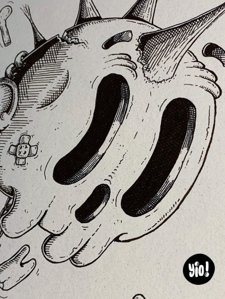 dessin original crâne punk - dessin crâne rock encre de Chine - original crâne papier de créa - dessiné en France