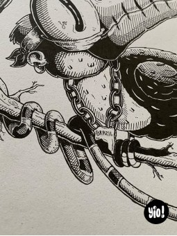 dessin original toucan - dessin toucan encre de Chine - original toucan papier de créa - dessiné en France