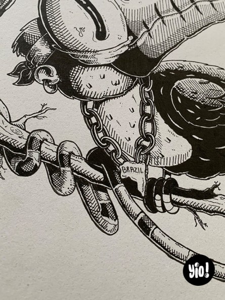 dessin original toucan - dessin toucan encre de Chine - original toucan papier de créa - dessiné en France