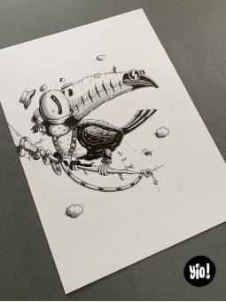 dessin original toucan - dessin toucan encre de Chine - original toucan papier de créa - dessiné en France