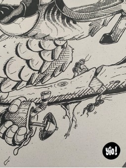 dessin original perroquet ara - dessin perroquet encre de Chine - original ara papier de créa - dessiné en France